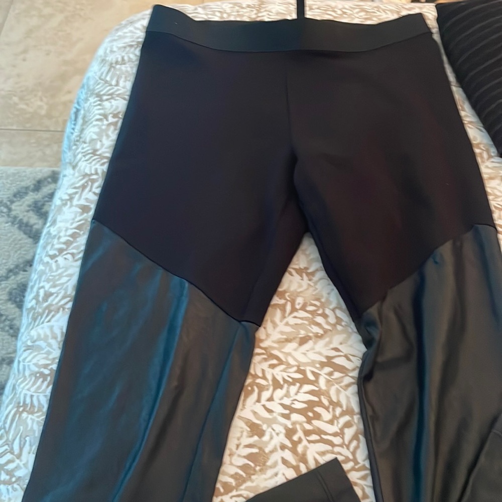 Half cotton half faux leather pants skinny
